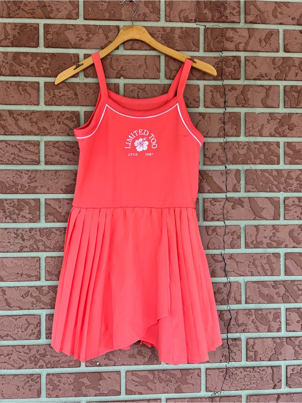 Limited Too Coral Sleeveless Pleated Knit Dress